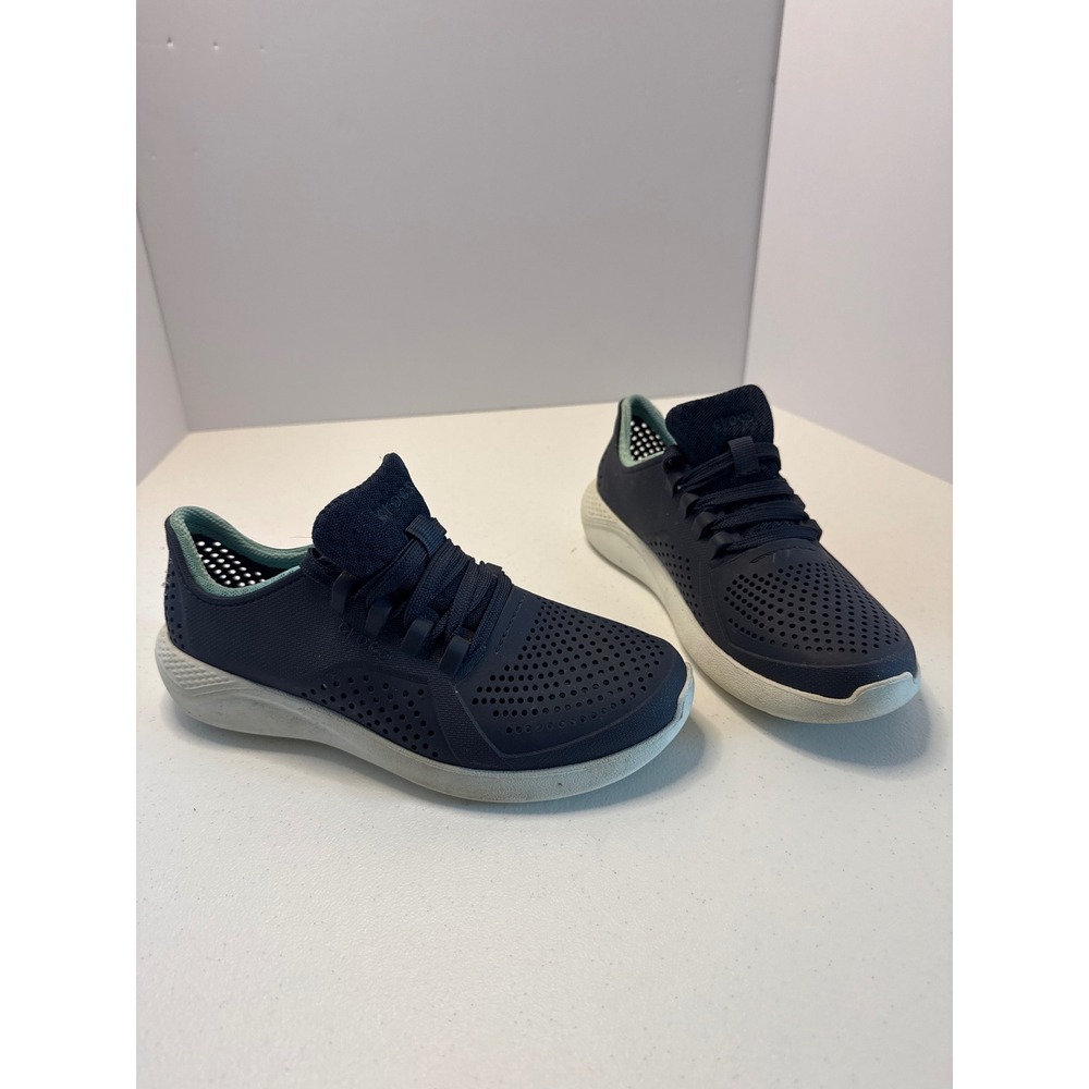 Crocs LiteRide Pacer Navy Blue Light Blue Sneakers 205234 Women Size 6